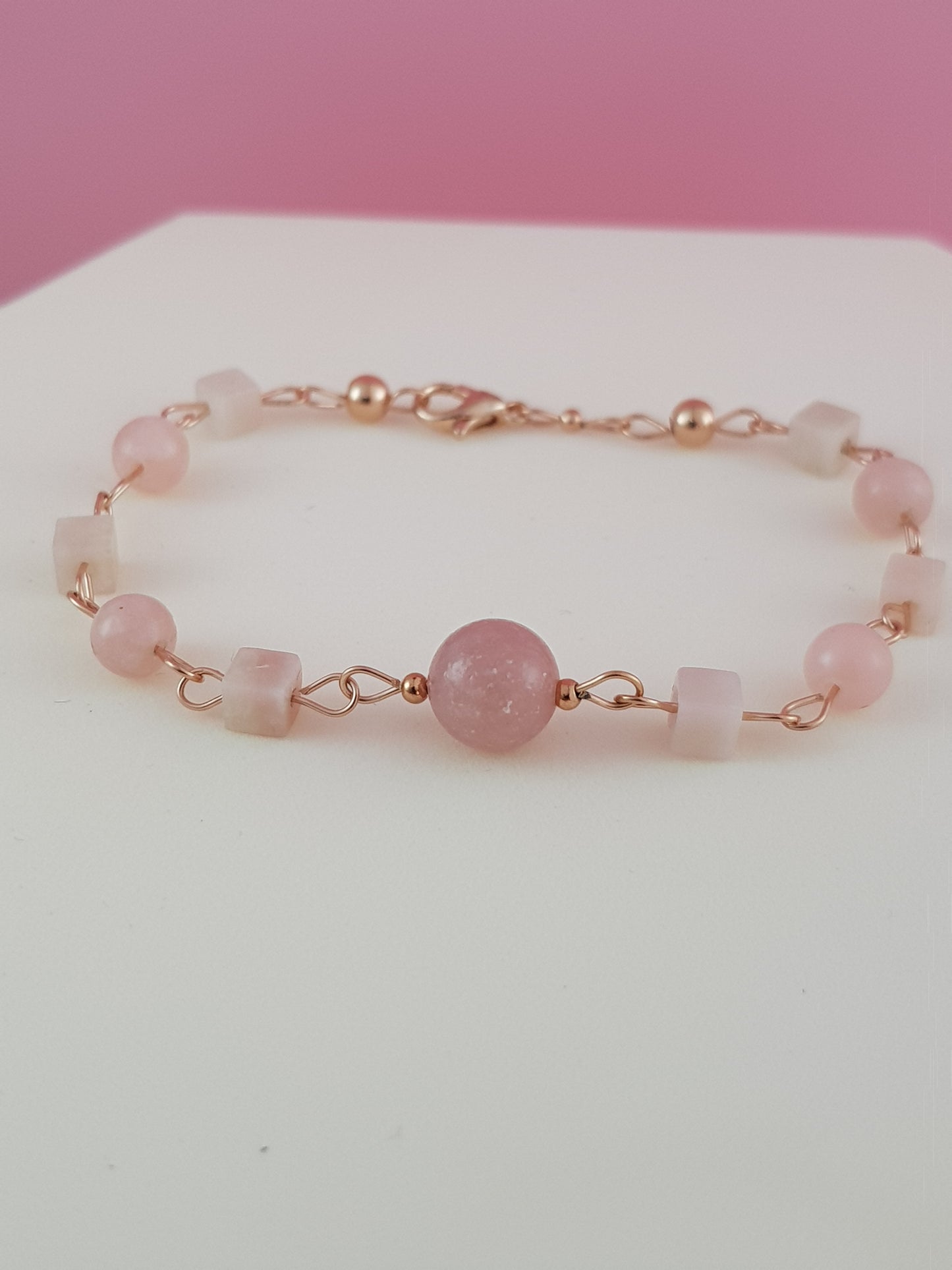 Bracelet opale rose argent 925 plaque or rose