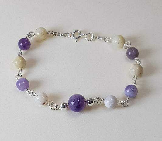 Opale violette argent 925