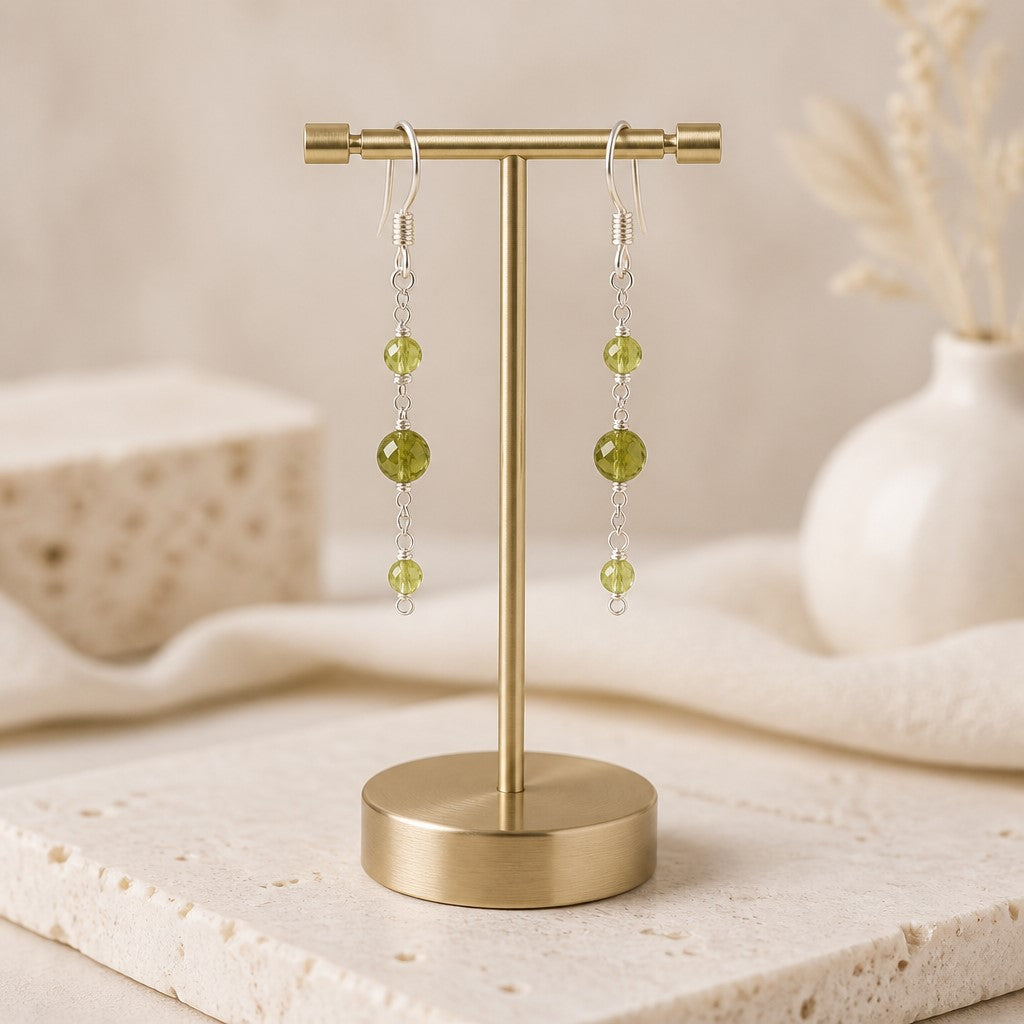 Boucles d'Oreilles péridot - Argent 925 & Pierre Naturelle