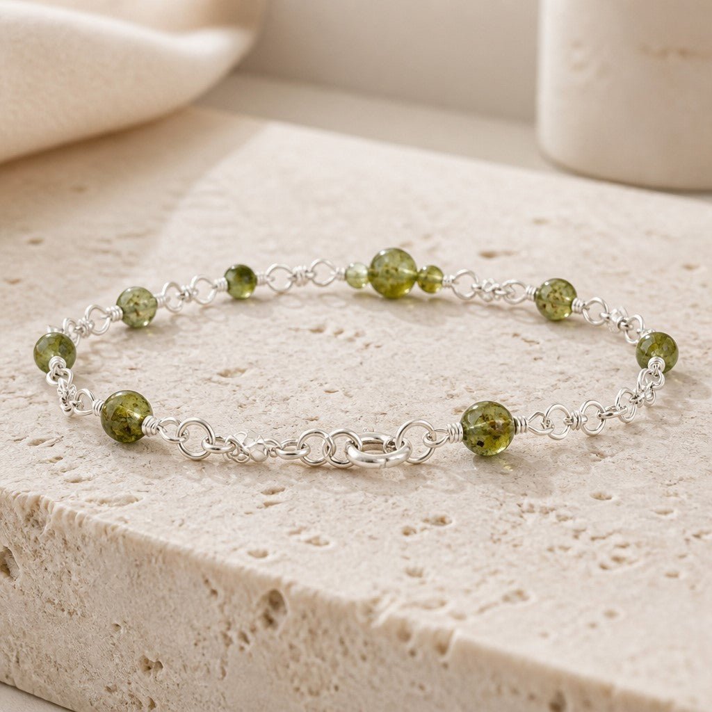 Bracelet Péridot Argent 925 - Pierre Naturelle