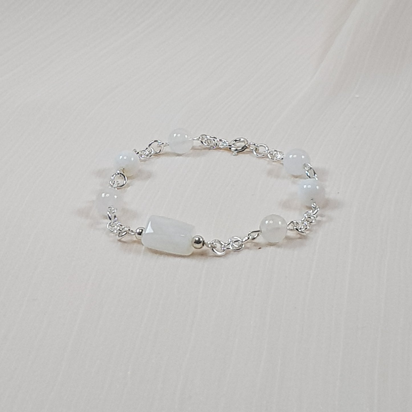 Pierre de lune blanche argent 925