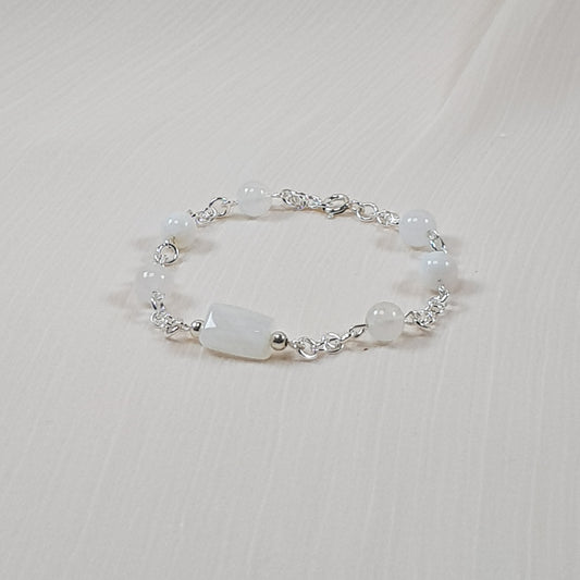 Pierre de lune blanche argent 925