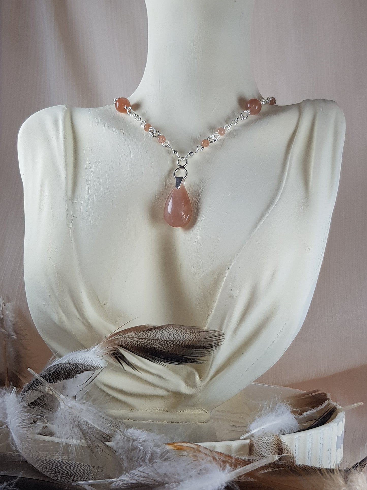 Pierre de soleil goutte argent 925