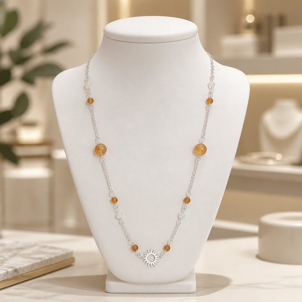 Pendentif Quartz Hématoïde Jaune Argent 925