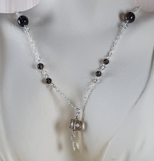 Quartz fumé argent 925