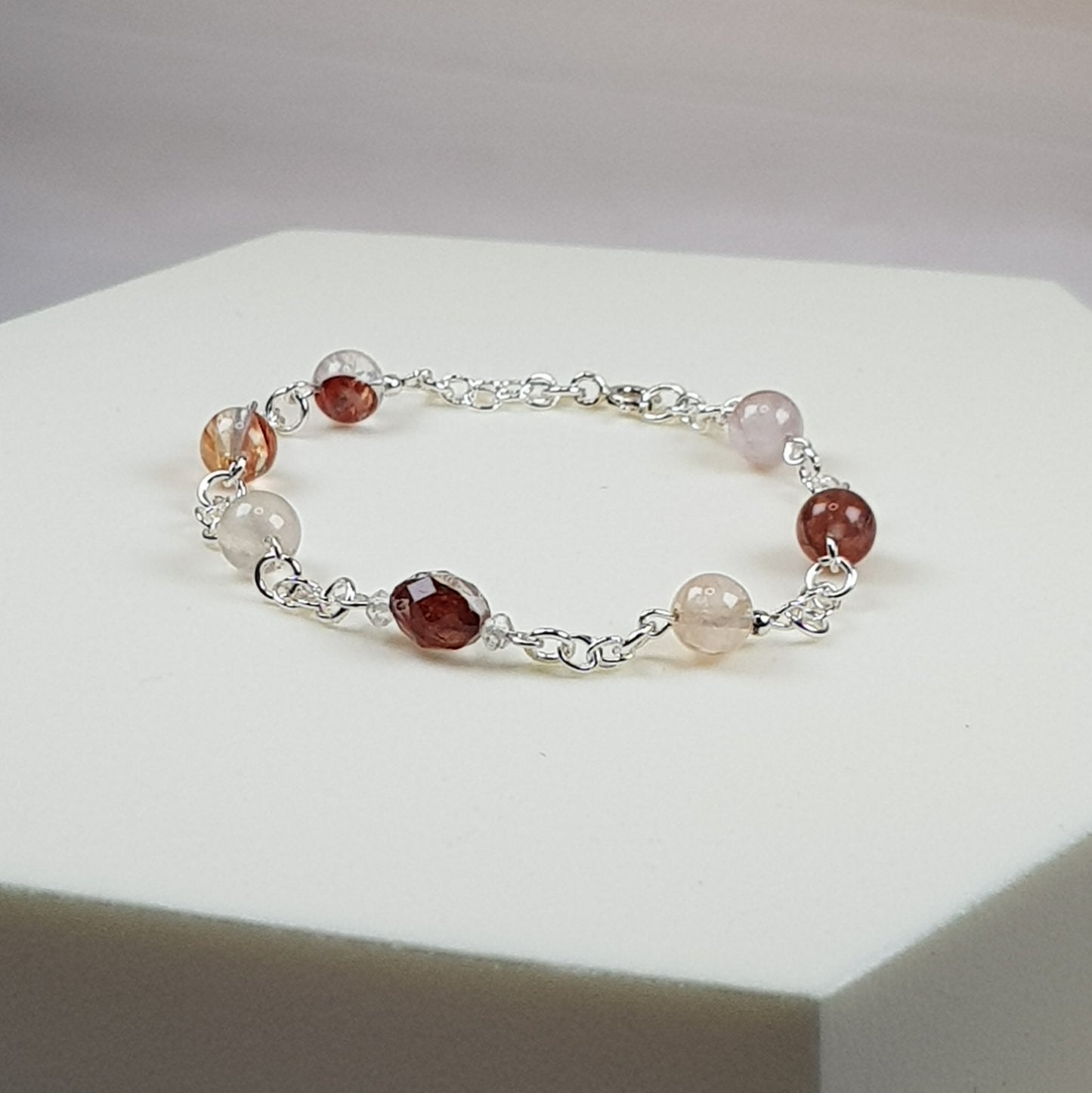 Quartz hématoide rouge argent 925