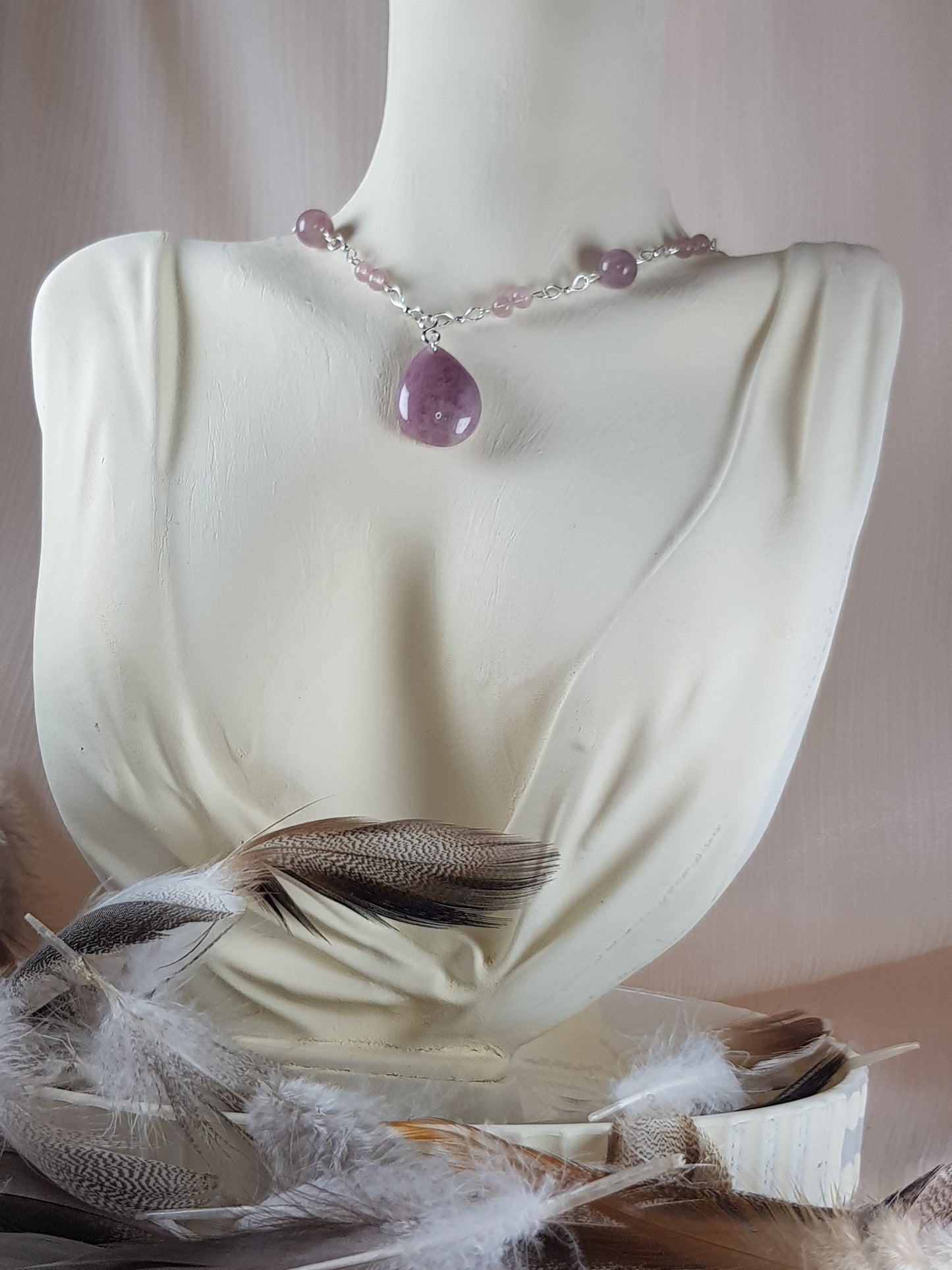 quartz rose de Madagascar argent 925