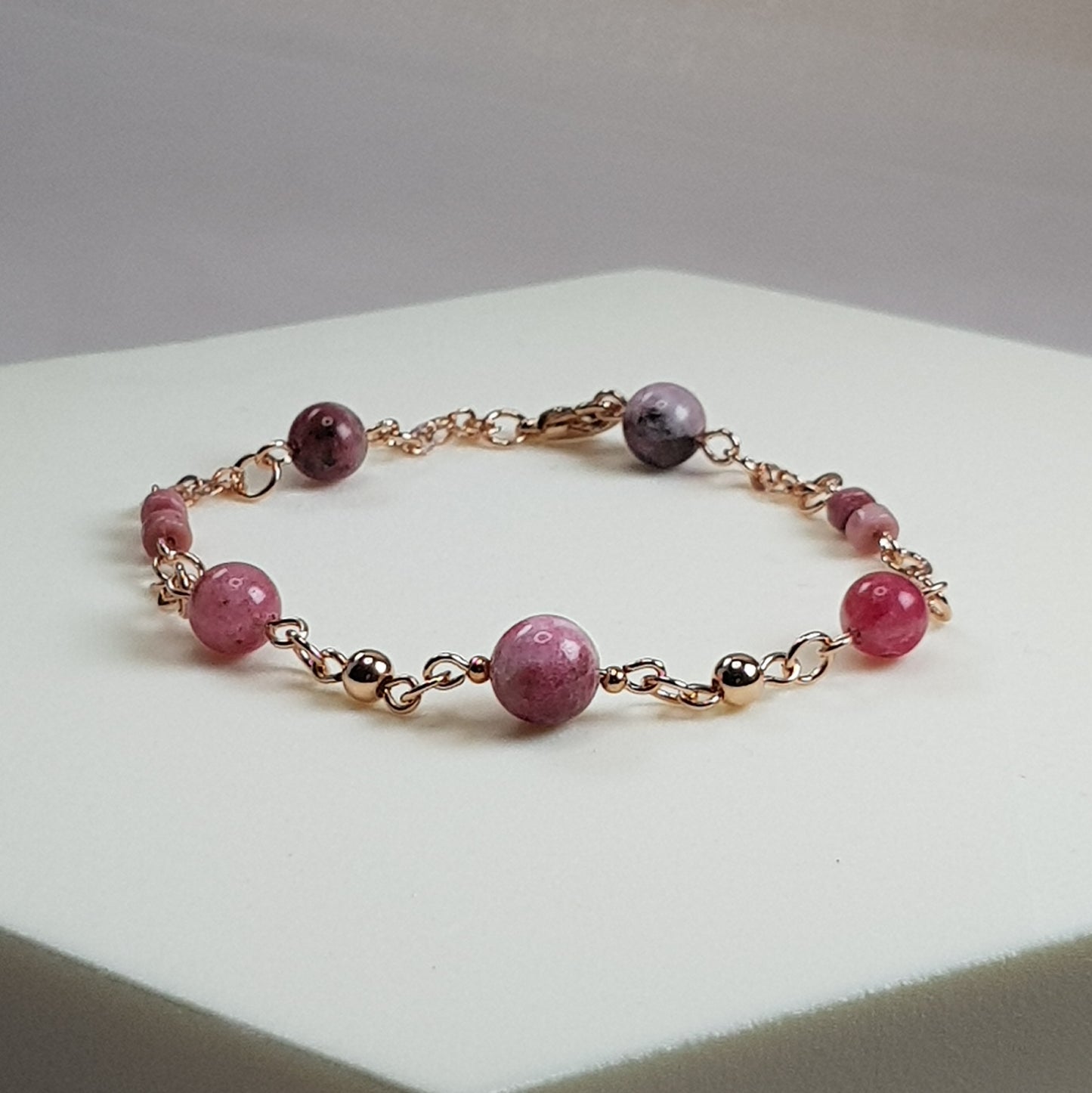 Rhodocrosite, argent 925 3 microns