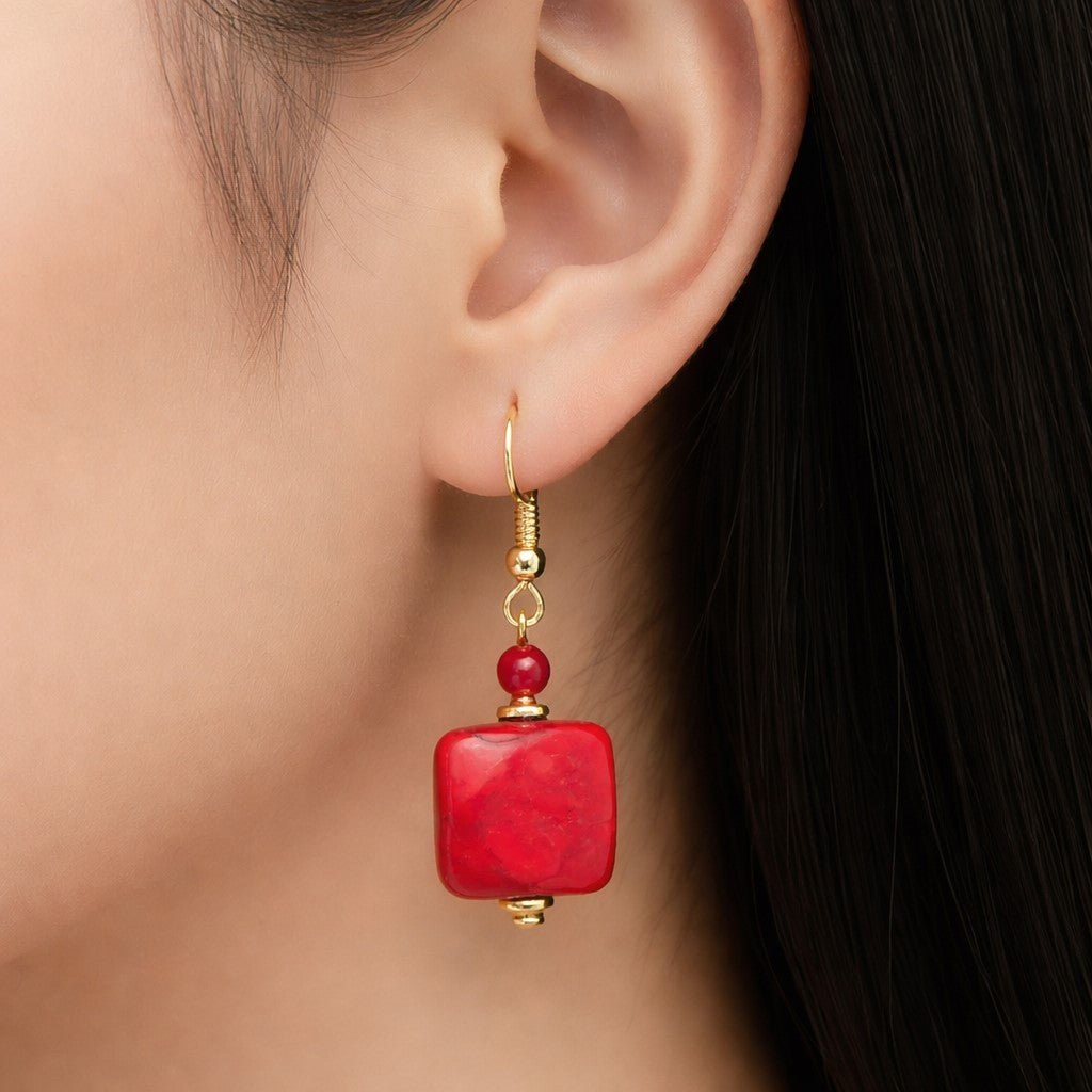 Boucles d'Oreilles Murano Rubis 9244 - Bijou Vénitien Léger