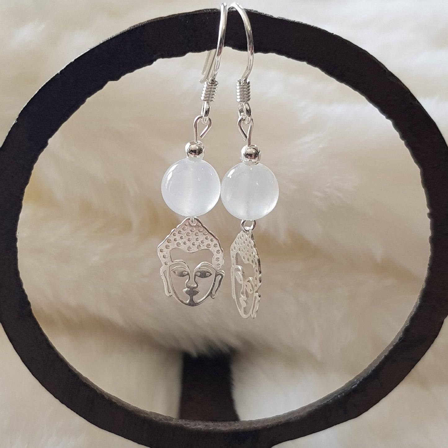 Boucles d'oreilles sélénite argent 925