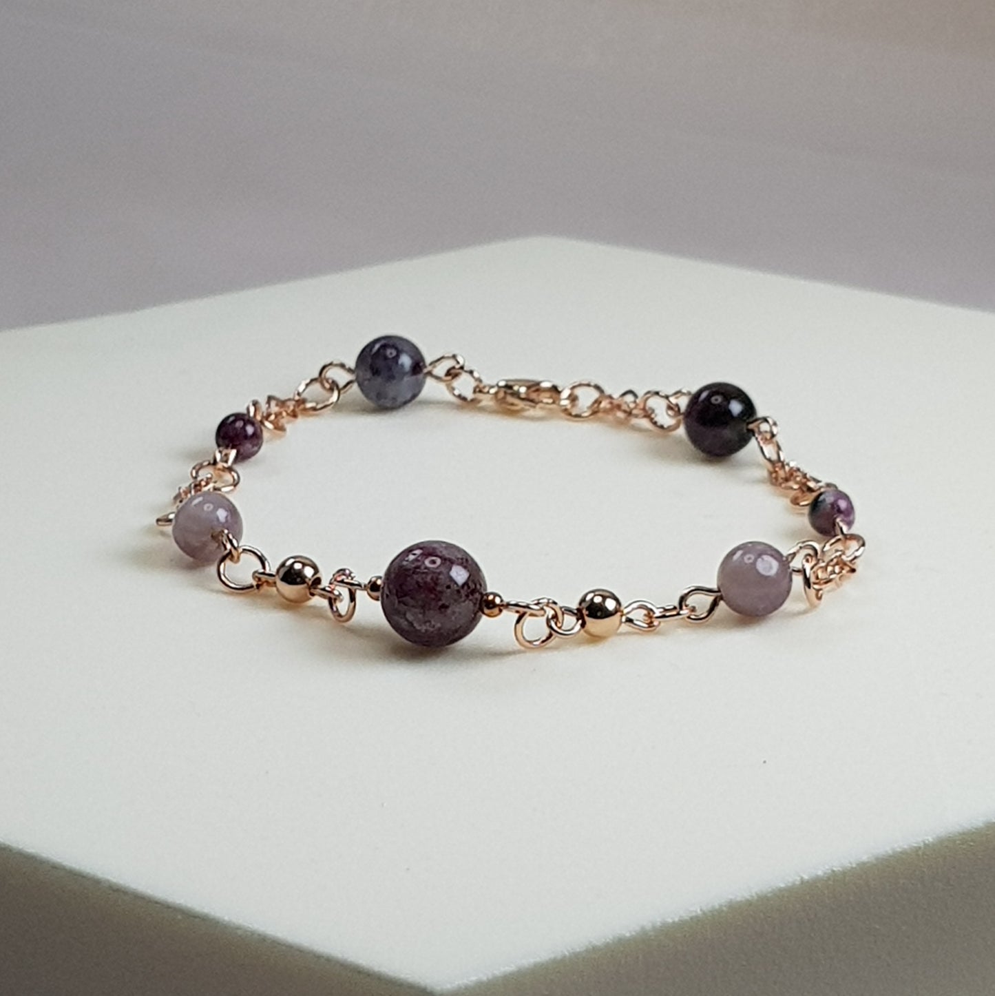 Tourmaline rose ou rubelitte argent 925 plaque or rose