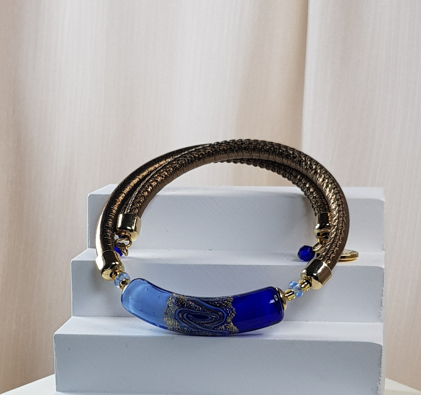 Bracelet murano tube bleu