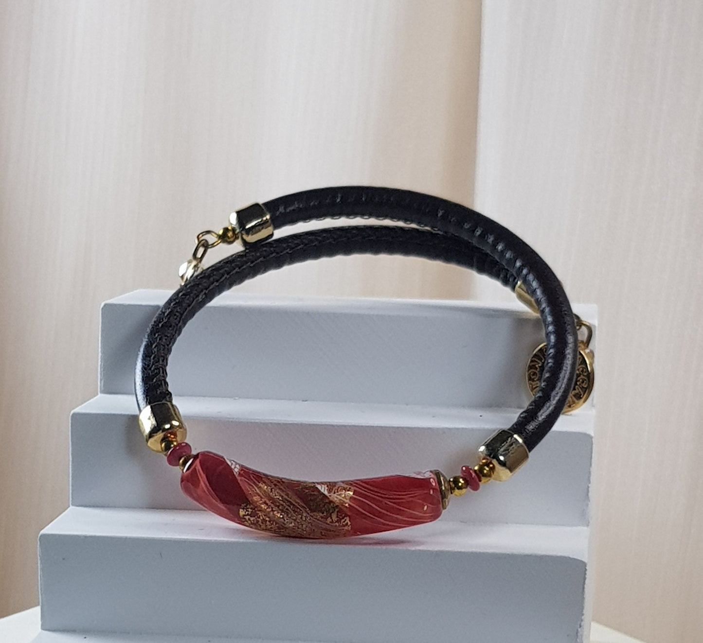 Bracelet murano tube orange