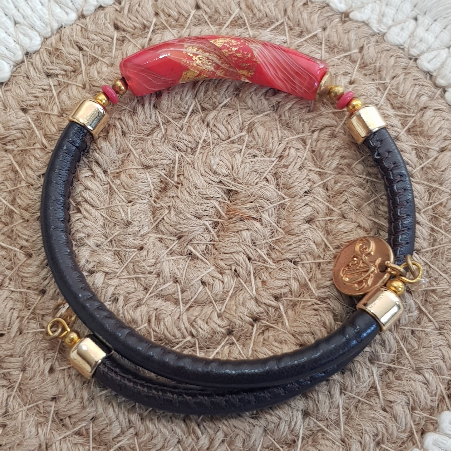 Bracelet murano tube orange