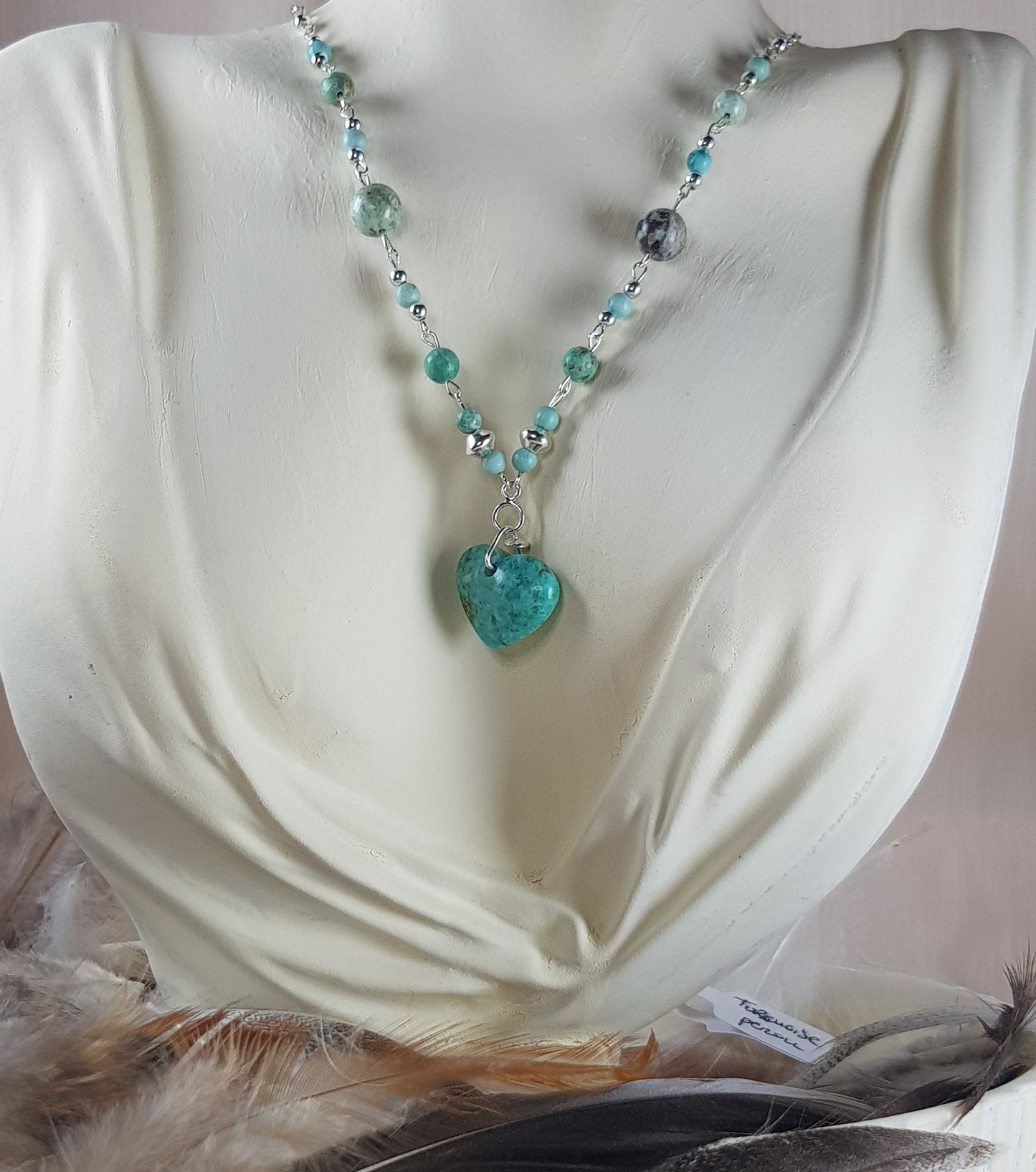 turquoise du pérou coeur argent 925