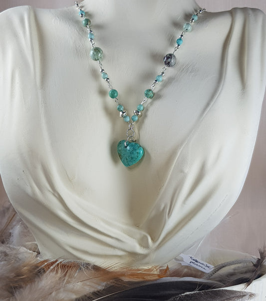 turquoise du pérou coeur argent 925
