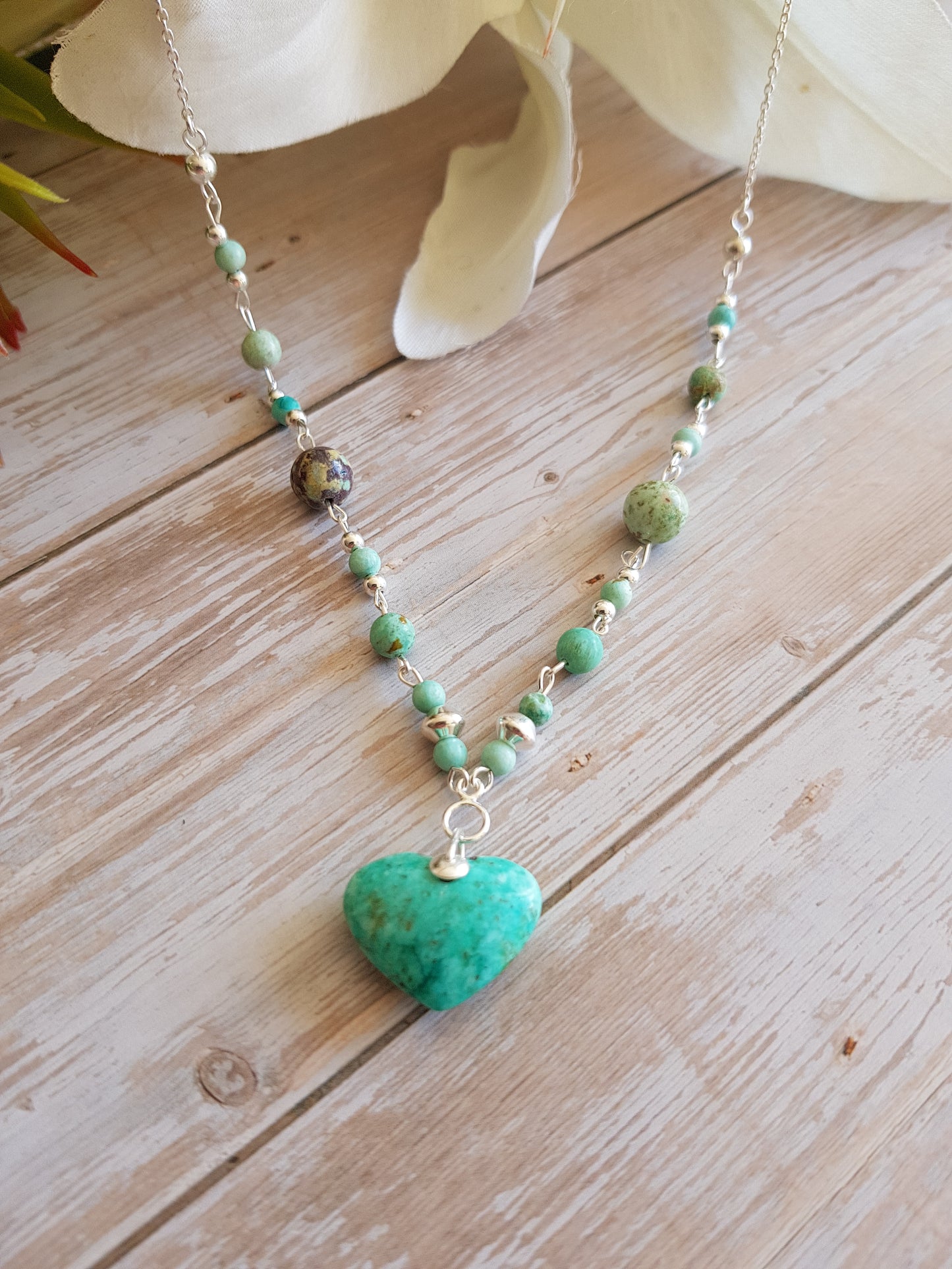 turquoise du pérou coeur argent 925