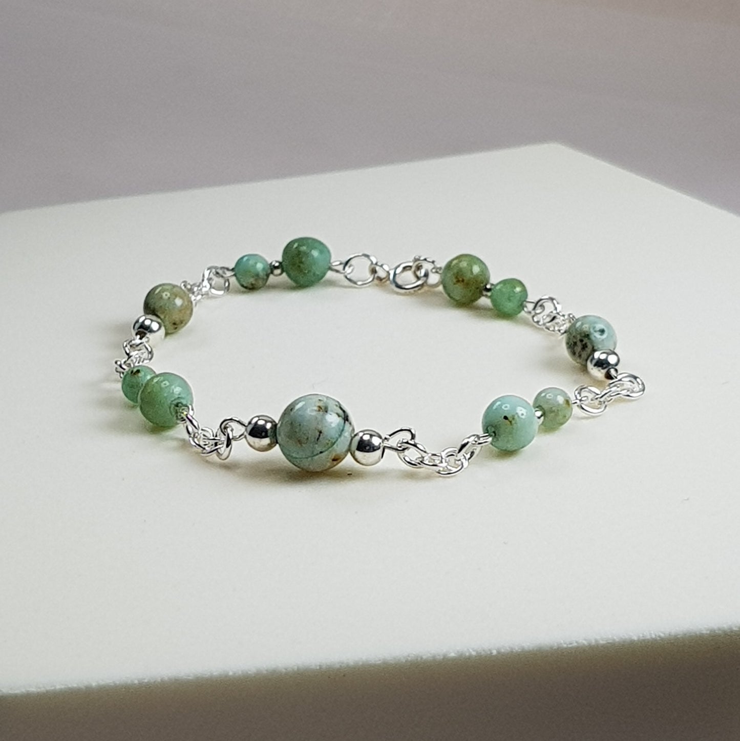 Turquoise de Mongolie, argent 925