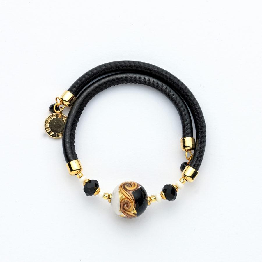 Bracelet murano rond Yin Yang