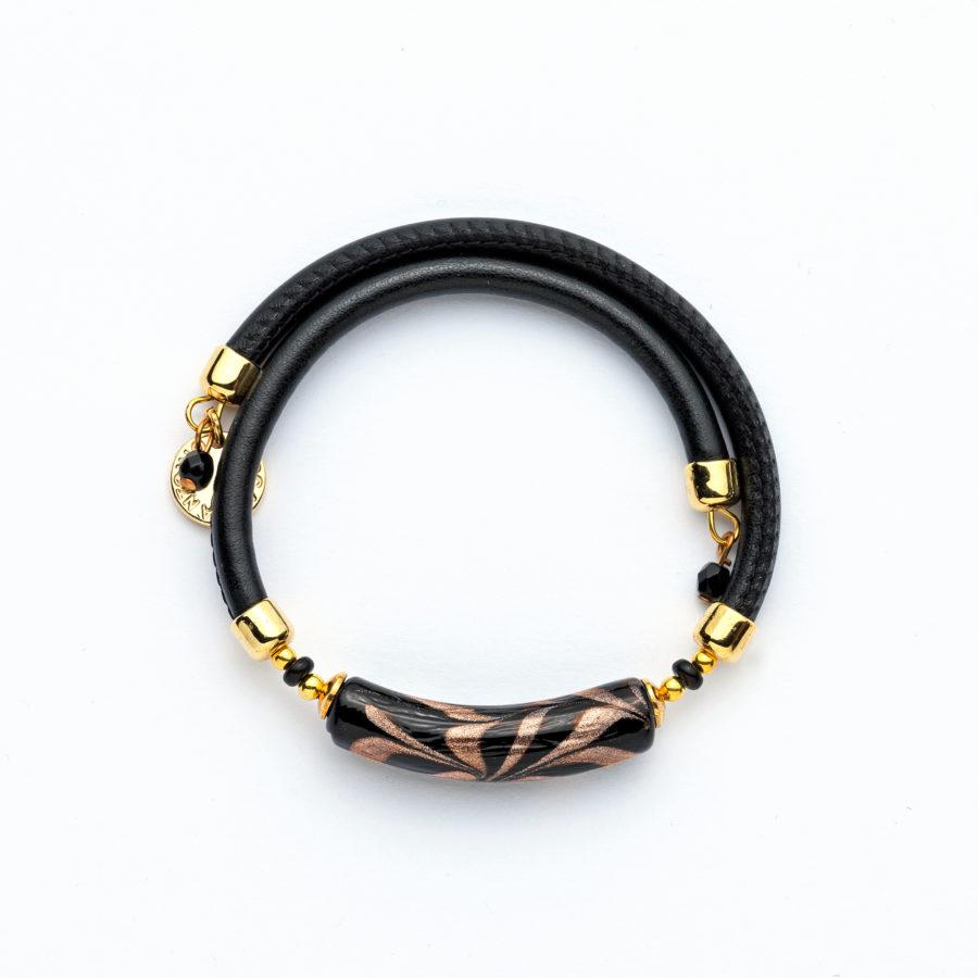 Bracelet murano tube noir marronné