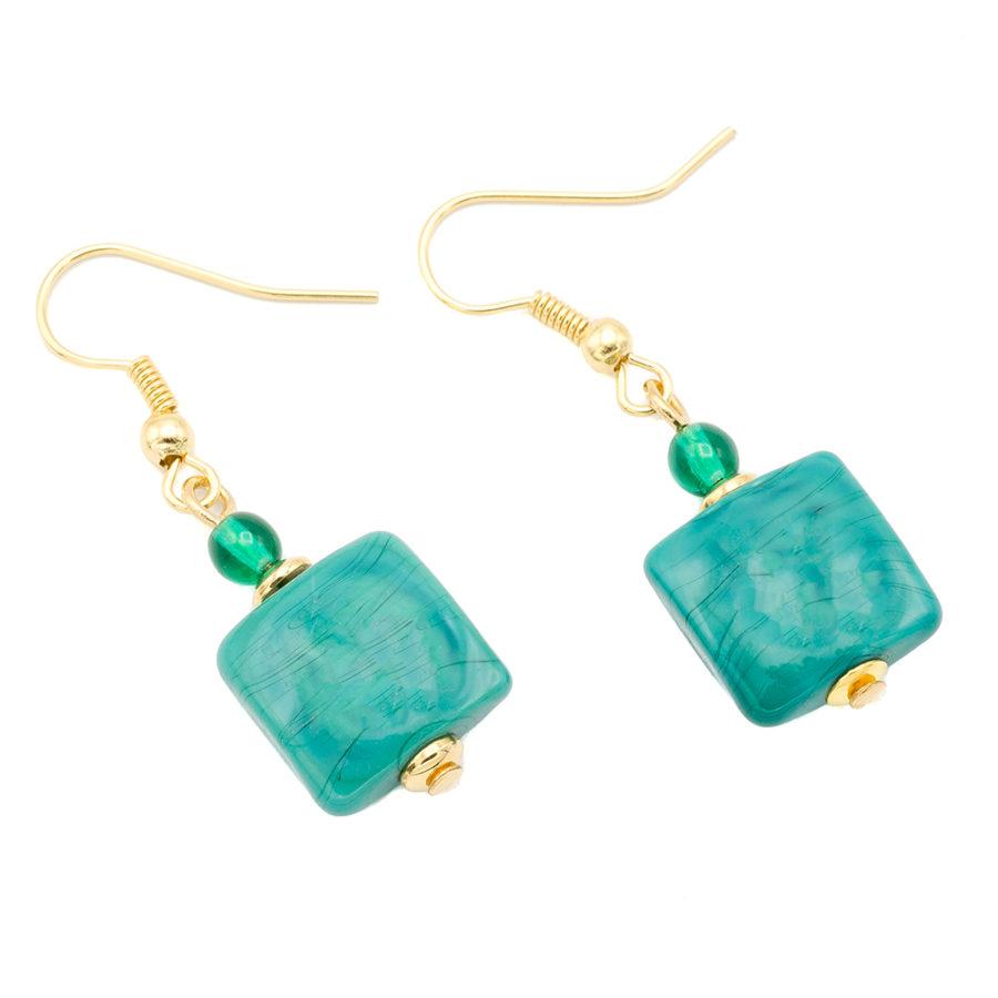 Boucles d'oreilles de murano émeraude 9244
