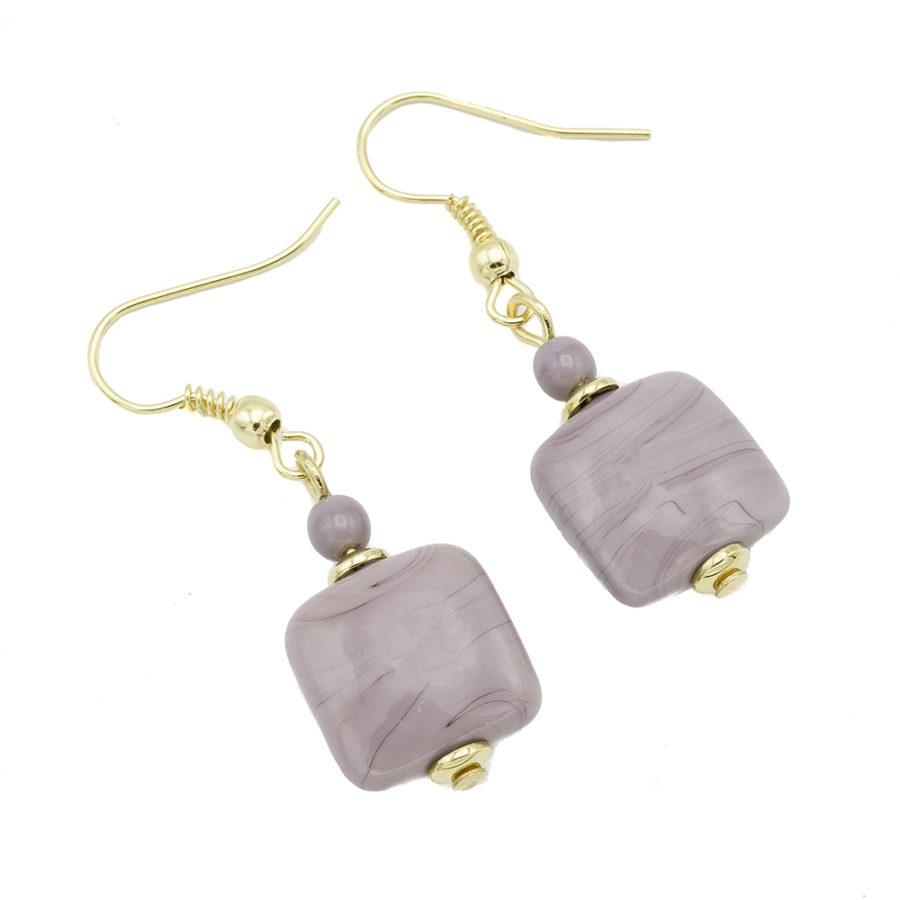 Boucles d'oreilles de murano mauve 9244
