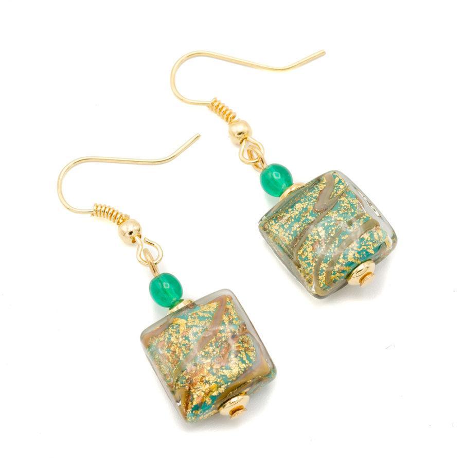 Boucles d'oreilles murano émeraude 9242