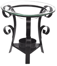 Bruleur à huile métal noir, base triangulaire