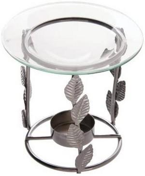 Bruleur à huile feuilles argentées métal