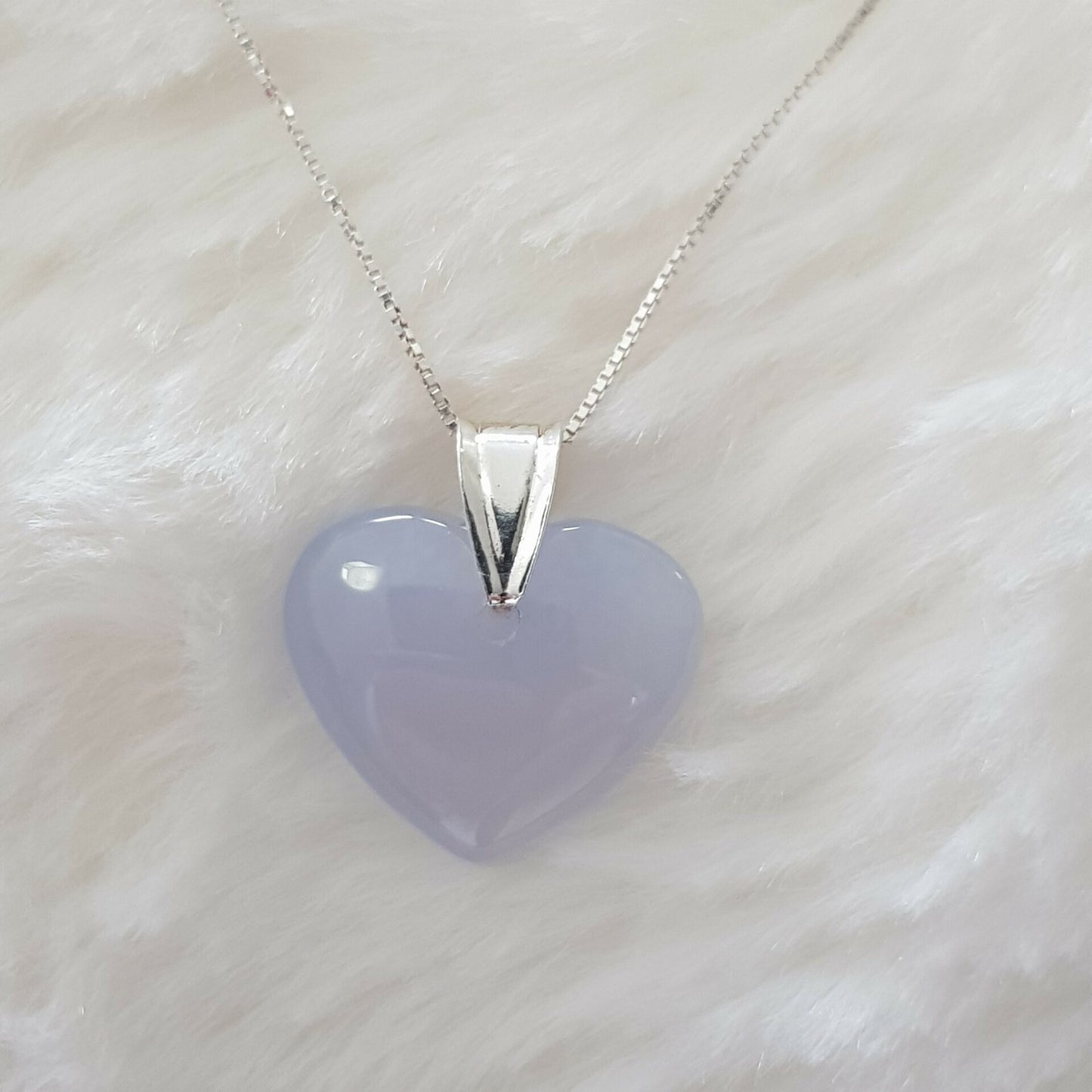 calcédoine bleue coeur argent 925