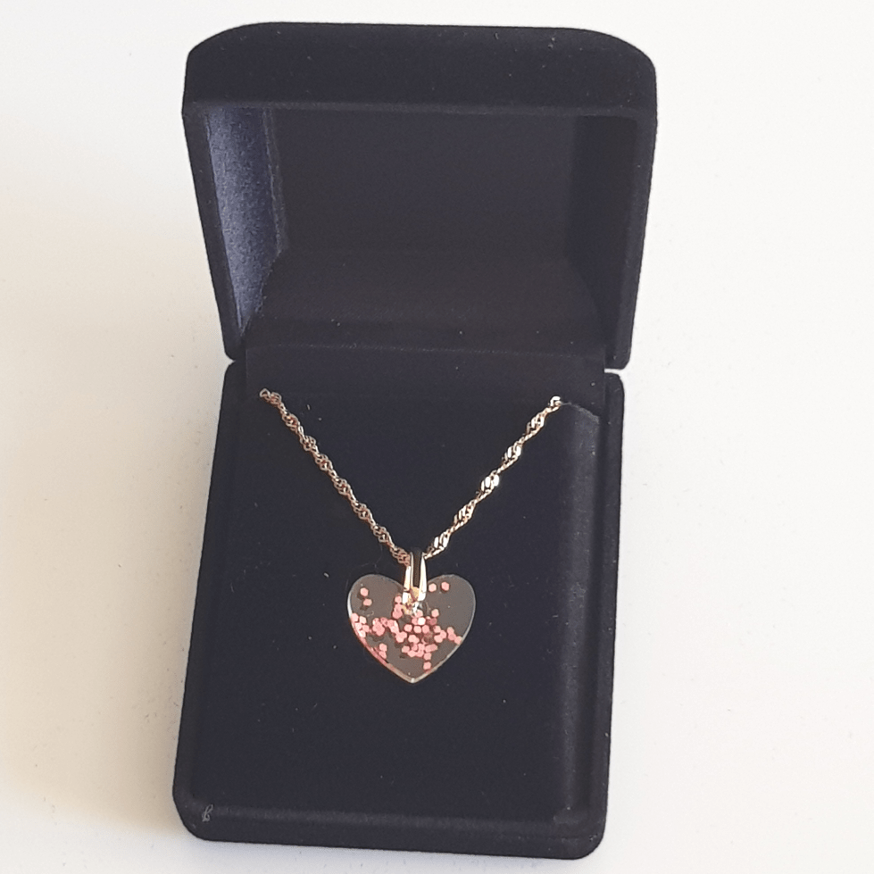 Collier coeur rose pailletté