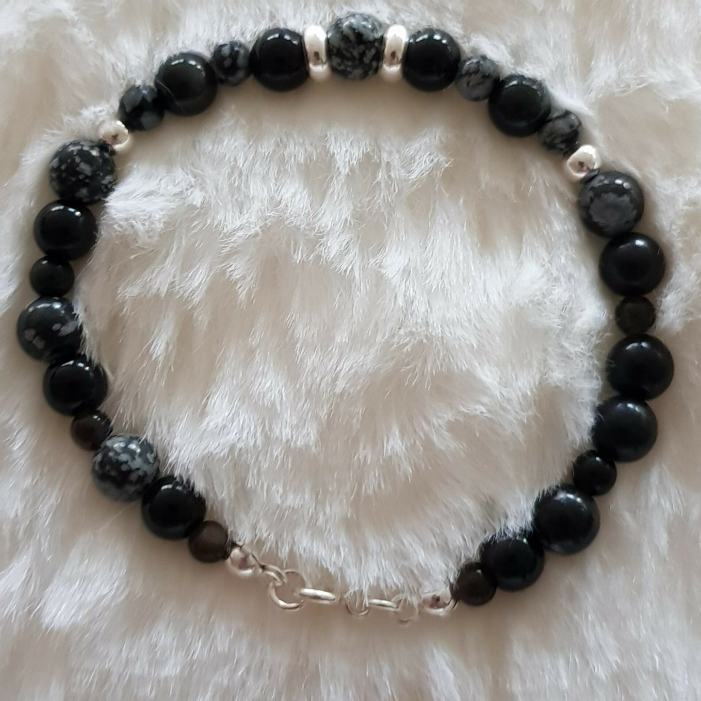 Bracelet obsidienne argent 925