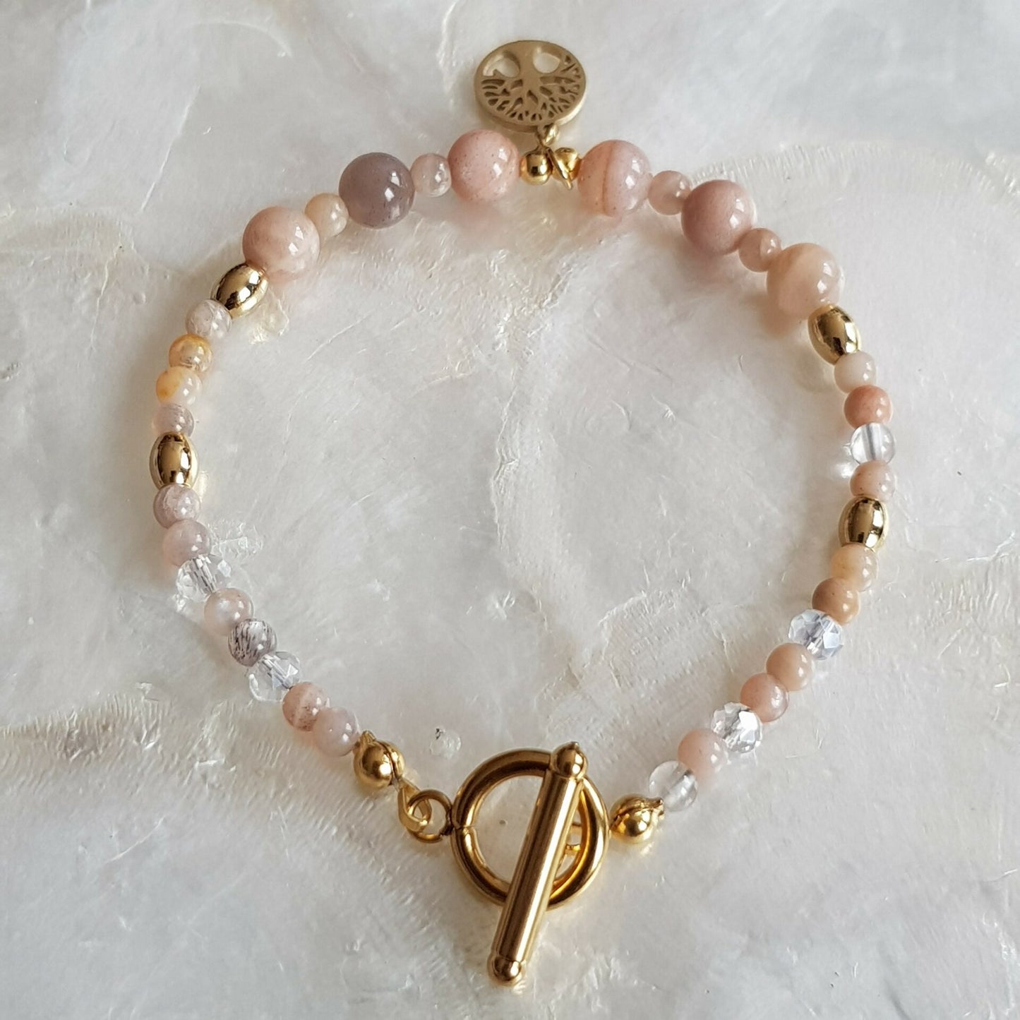 Bracelet pierre de lune rose