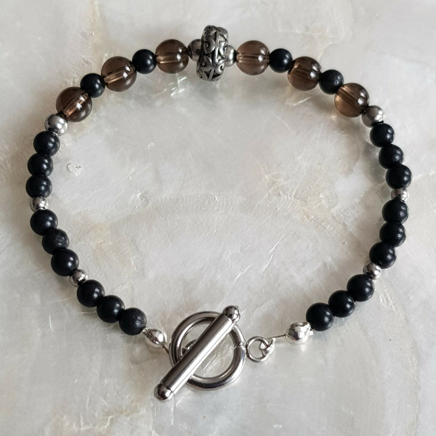 Bracelet quartz fumé shungite