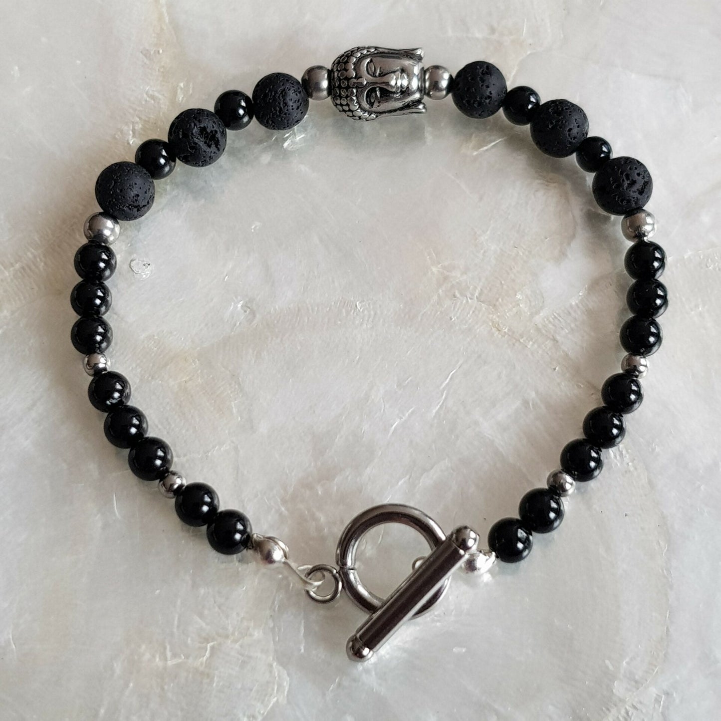 Bracelet tourmaline pierre de lave