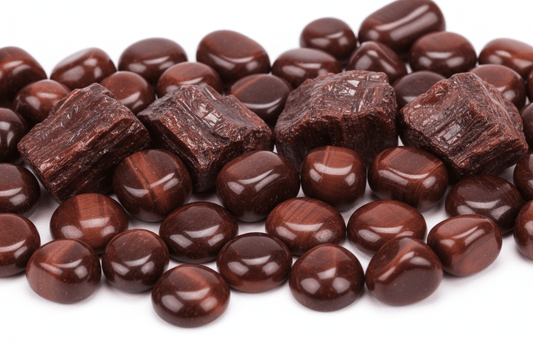 Œil de taureau naturel rouge-brun - pierre chatoyante acajou aux reflets soyeux pour bijouterie et lithothérapie ancrage force