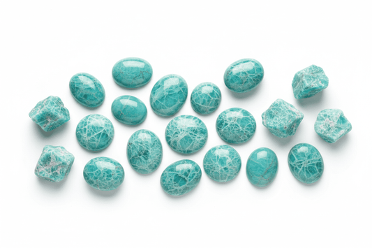 Amazonite naturelle turquoise avec veines blanches feldspath bleu-vert pour bijouterie  lithothérapie harmonie communication