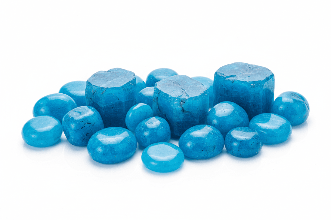 Apatite bleue naturelle - pierre vibrante bleu électrique pour bijouterie et lithothérapie motivation