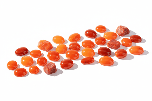Pierres de cornaline naturelles orange et rouge - gemmes énergisantes polies et brutes pour bijouterie et lithothérapie