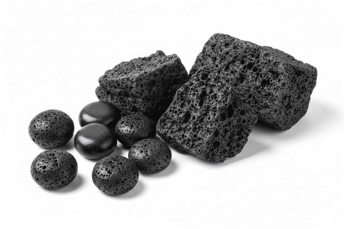 Pierre de lave naturelle noire poreuse - roche volcanique texturée pour bijouterie et lithothérapie ancrage diffusion huiles essentielles