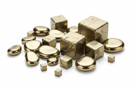 Pyrite naturelle dorée - or des fous aux cristaux cubiques métalliques pour bijouterie et lithothérapie prospérité