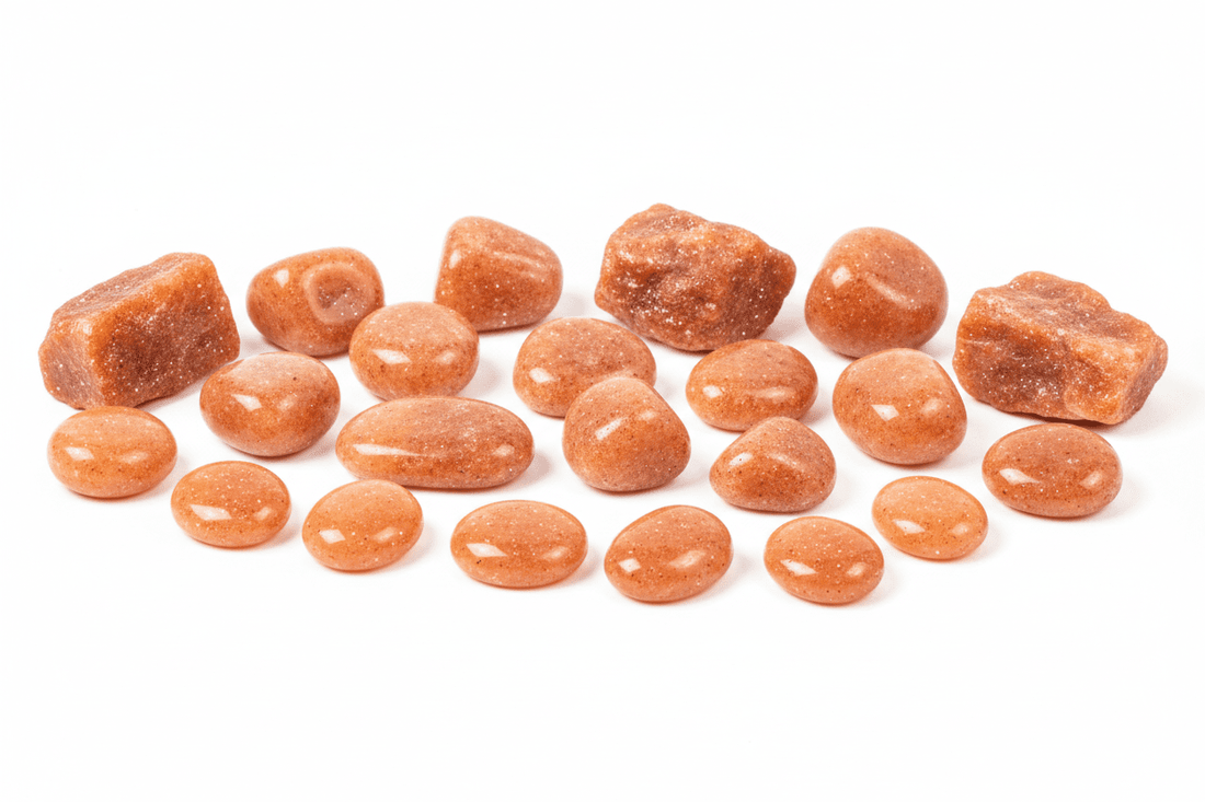 Pierre de soleil naturelle orange scintillante - feldspath aux inclusions cuivrées pour bijouterie et lithothérapie joie