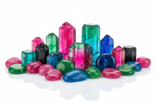 Tourmaline naturelle multicolore - pierres précieuses rose vert bleu noir pour bijouterie et lithothérapie équilibre énergétique