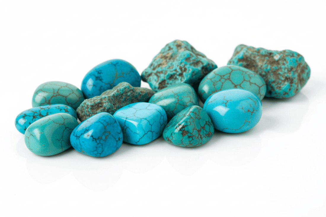 Turquoise naturelle bleue avec matrice - pierre sacrée aux veines caractéristiques pour bijouterie et lithothérapie protection