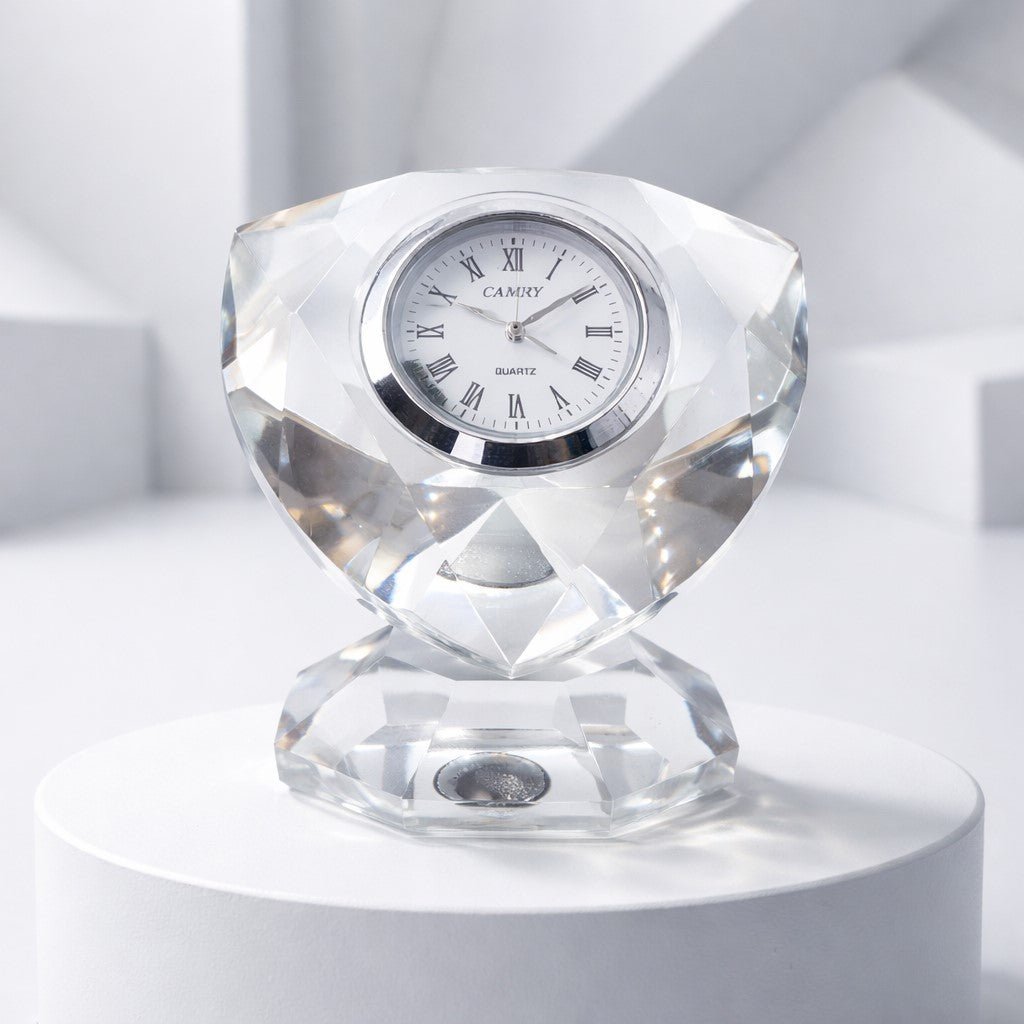 Horloge sur Pied en Cristal de Verre - Élégance Intemporelle