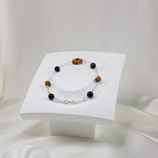 Bracelet 3 œil en argent 925 - taureau tigre faucon 