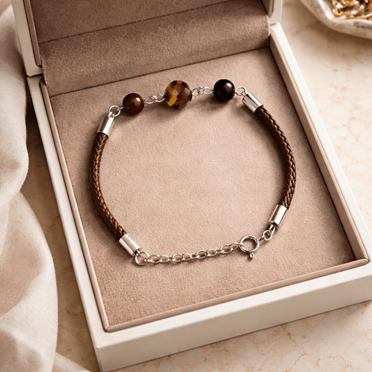 Bracelet 3 Œil Argent 925 - Taureau Tigre Faucon simili cuir