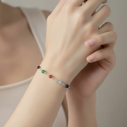 Bracelet 7 Chakras Argent 925 - Pierres Naturelles