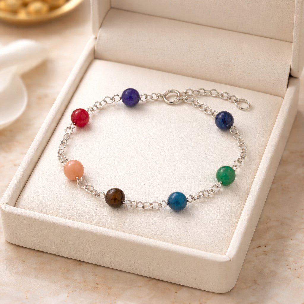 Bracelet 7 Chakras Argent 925 - Pierres Naturelles