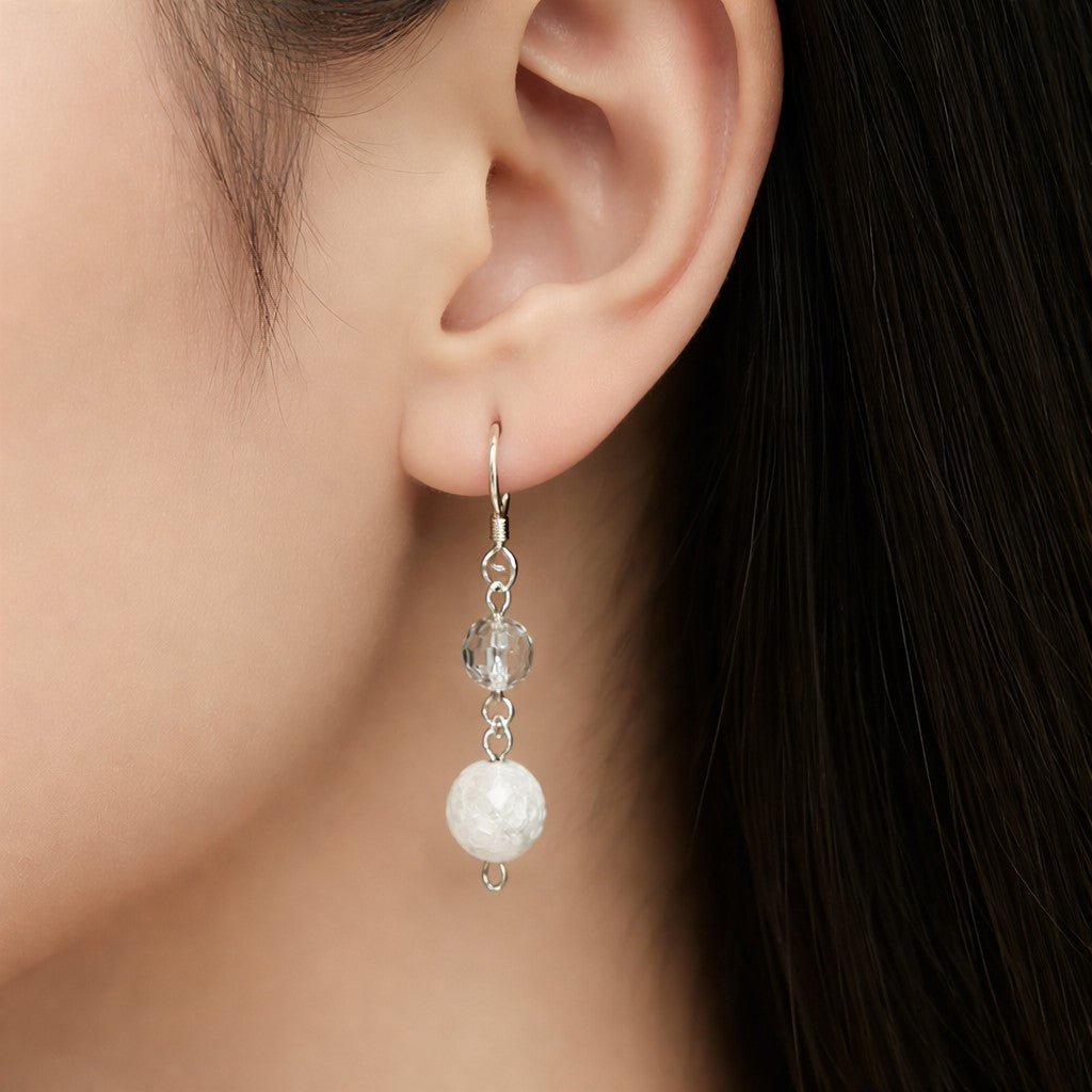 Boucles d'Oreilles Cristal de Roche - Argent 925 & Pierre Naturelle